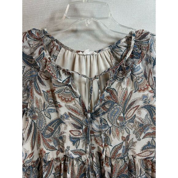 Blu Pepper Boho Peasant Blouse S Sheer Paisley Tiered Long Sleeve Cottagecore - Picture 4 of 14